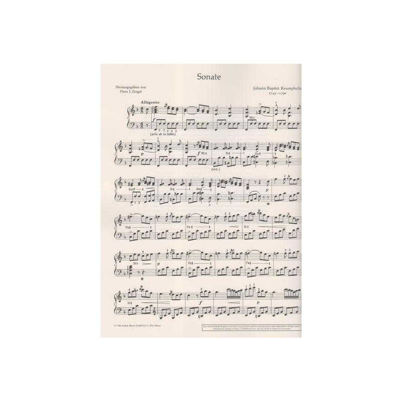 Krumpholtz Jean-Baptiste - Sonate en fa Majeur
