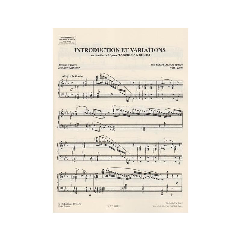 Parish Alvars Elias - Introduction & variations sur la Norma