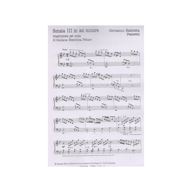 Pescetti Giovanni Batista  - Due Sonate per arpa (dal gravicemba