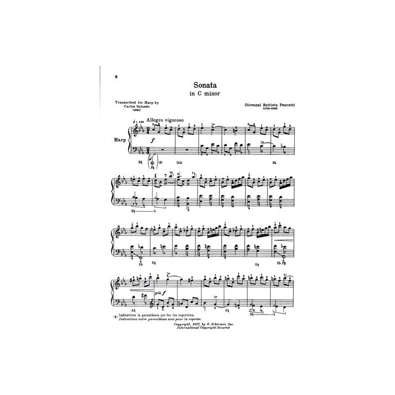 Pescetti Giovanni Batista  - Sonata in C mineur (Carlos Salzedo)