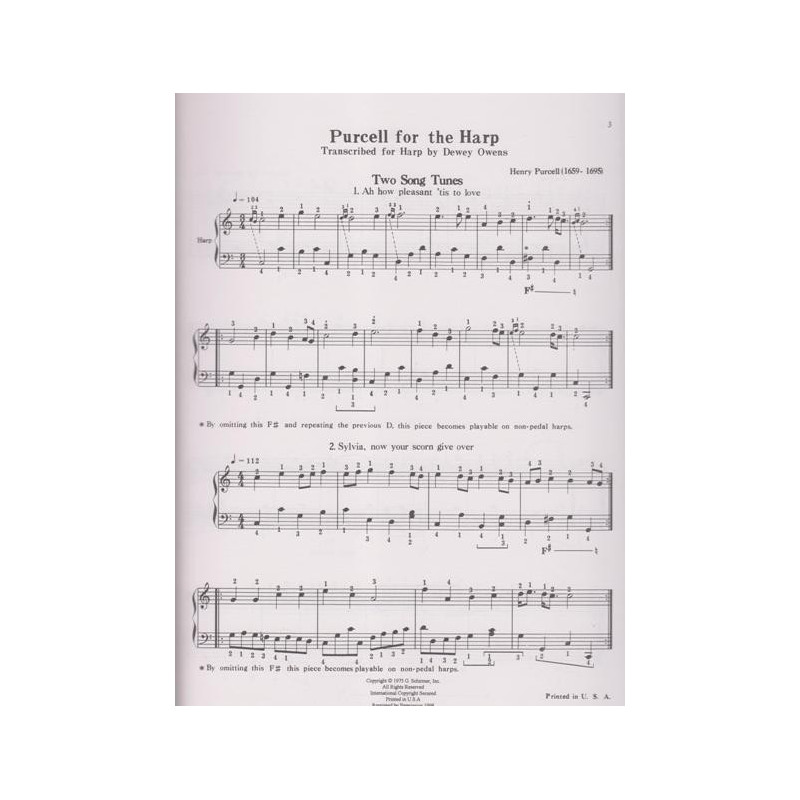 Purcell Henry - For the harp