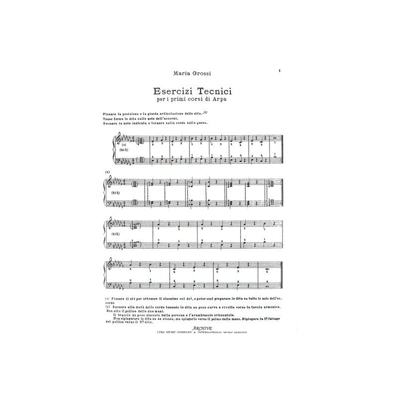 Grossi Maria - Exercices techniques pour harpe (esercizi tecnici per i primi corsi)