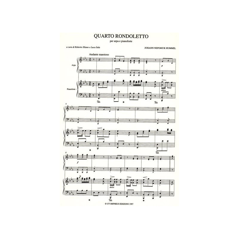 Hummel Johan Nepomuk - Quarto rondoletto<br> per arpa e pianoforte