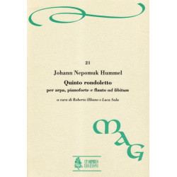 Hummel Johan Nepomuk - Quinto rondoletto<br> per arpa e pianoforte e flauto ad libitum
