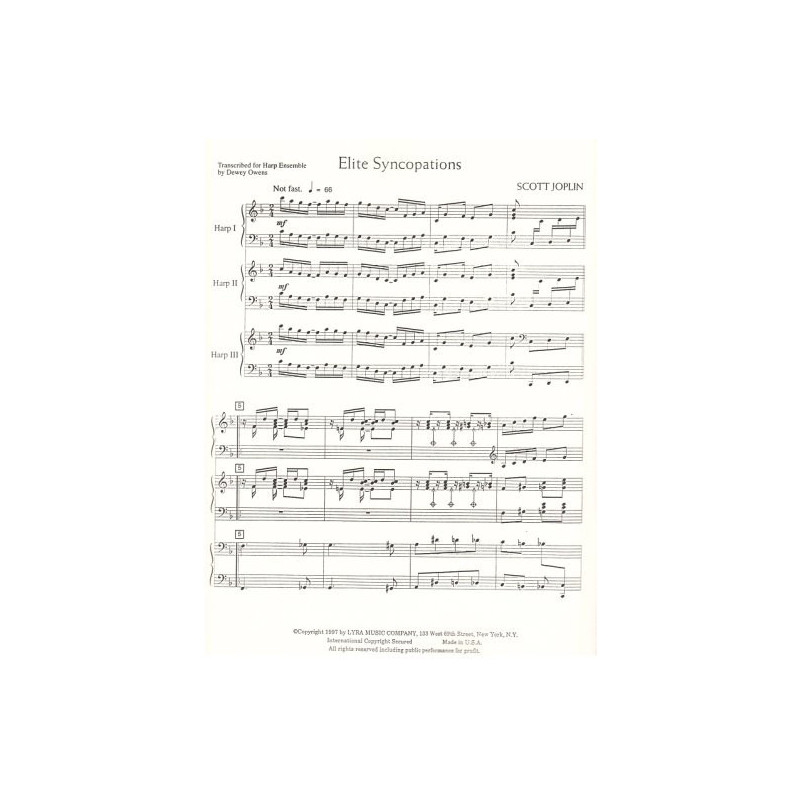 Joplin Scott - Elite syncopation (3 harpes)
