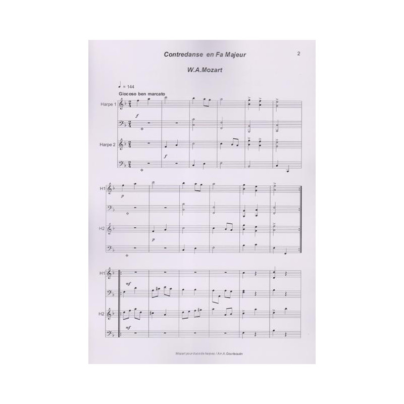 Mozart Wolfgang Amadeus - Mozart pour duos de harpes