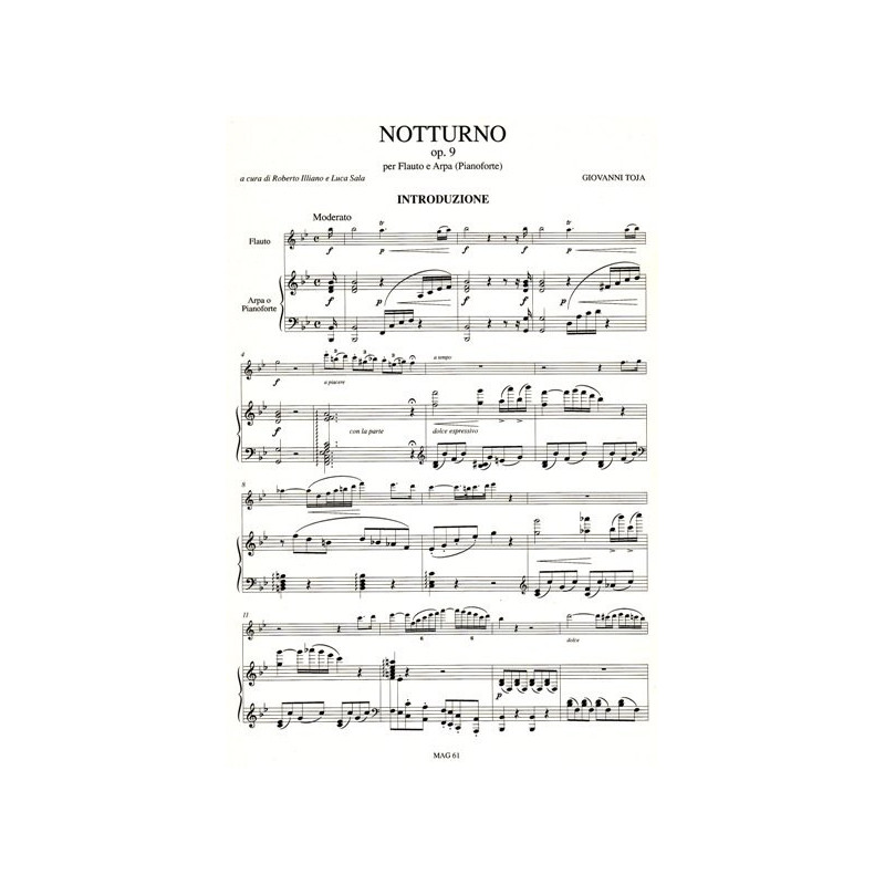 Toja Giovanni - Notturno Op. 9<br> per flauto e arpa (pianoforte)
