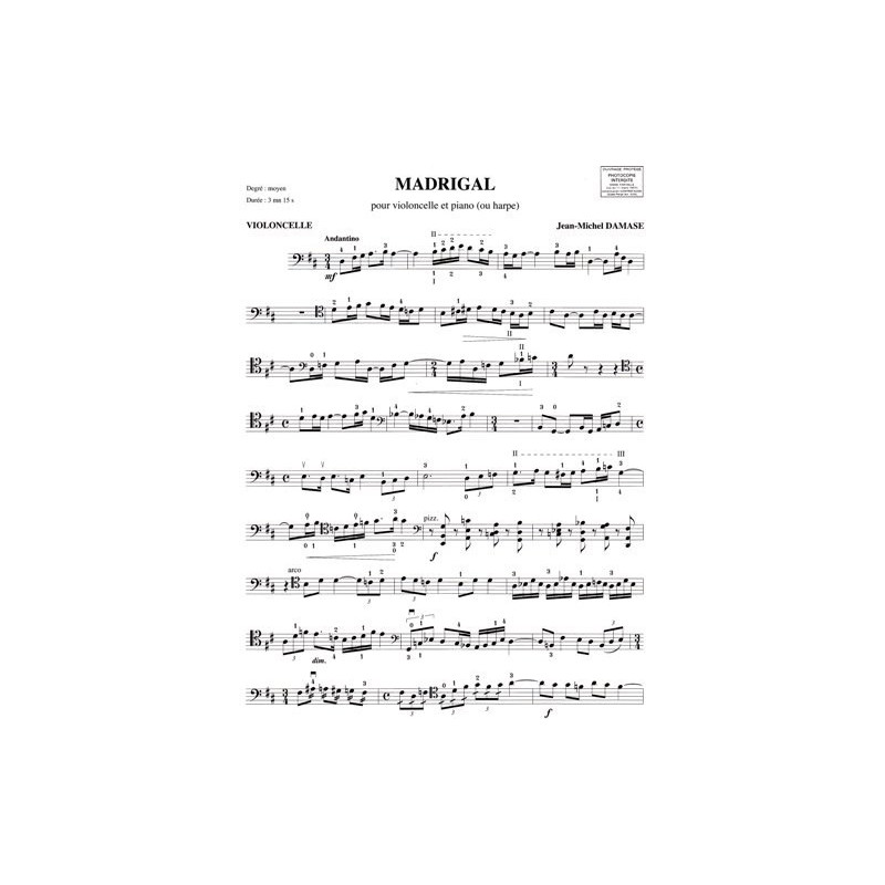 Damase Jean-Michel - Madrigal (violoncelle & harpe ou piano)