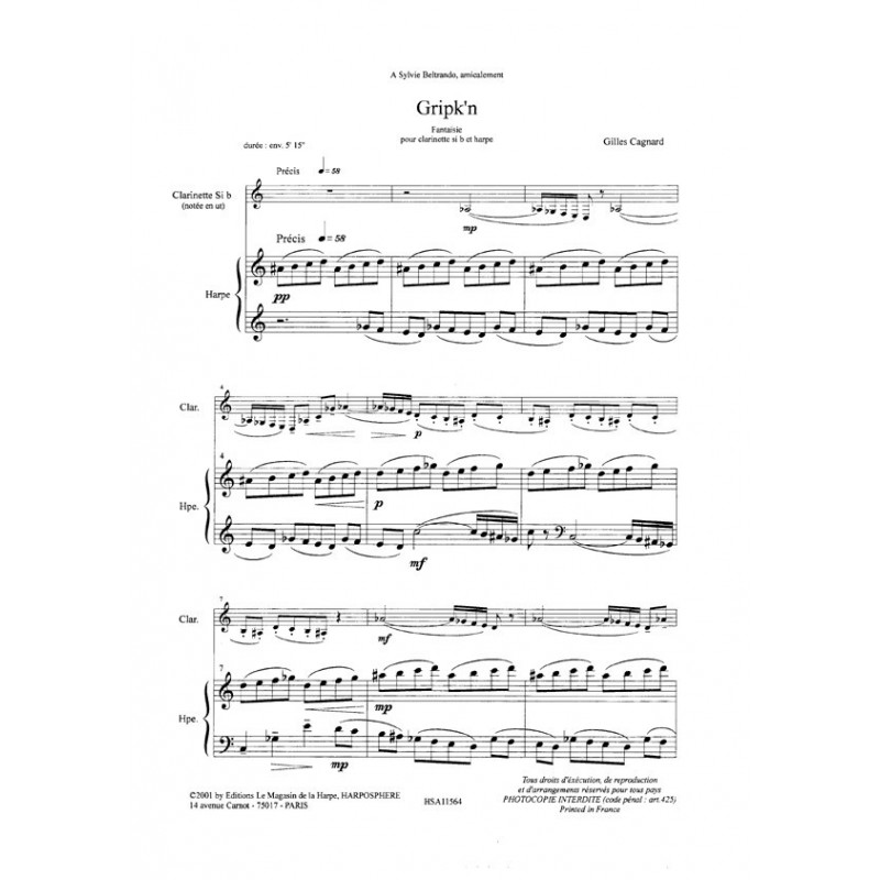 Cagnard Gilles - Gripk'n (clarinette & harpe)