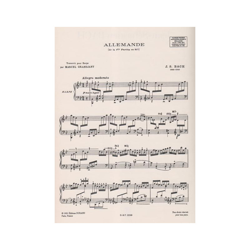 Bach Johann Sebastian - Allemande de la premi