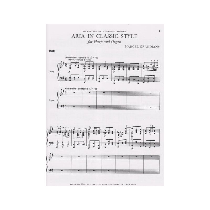 Grandjany Marcel - Aria in classic style (harpe & orgue)