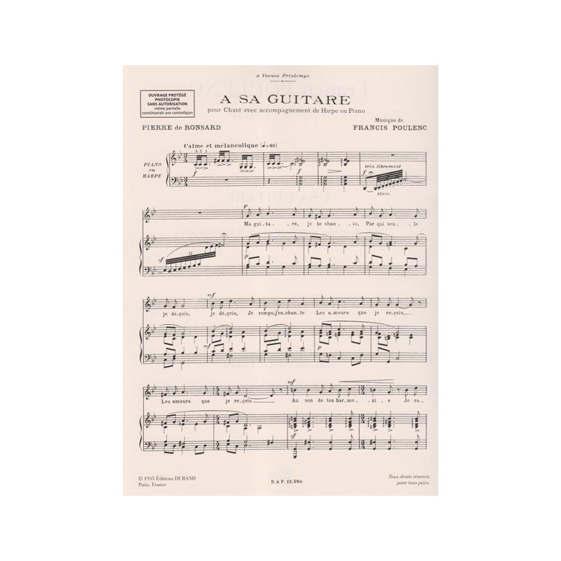 Poulenc Francis - A sa guitare : Po