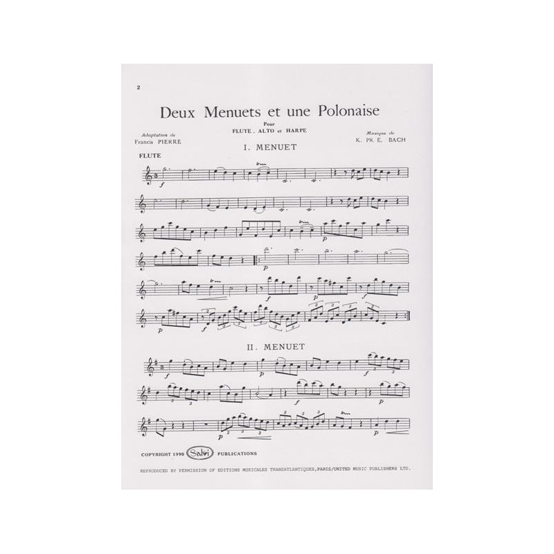 Bach Carl Philipp Emmanuel - 2 menuets & 1 polonaise (fl