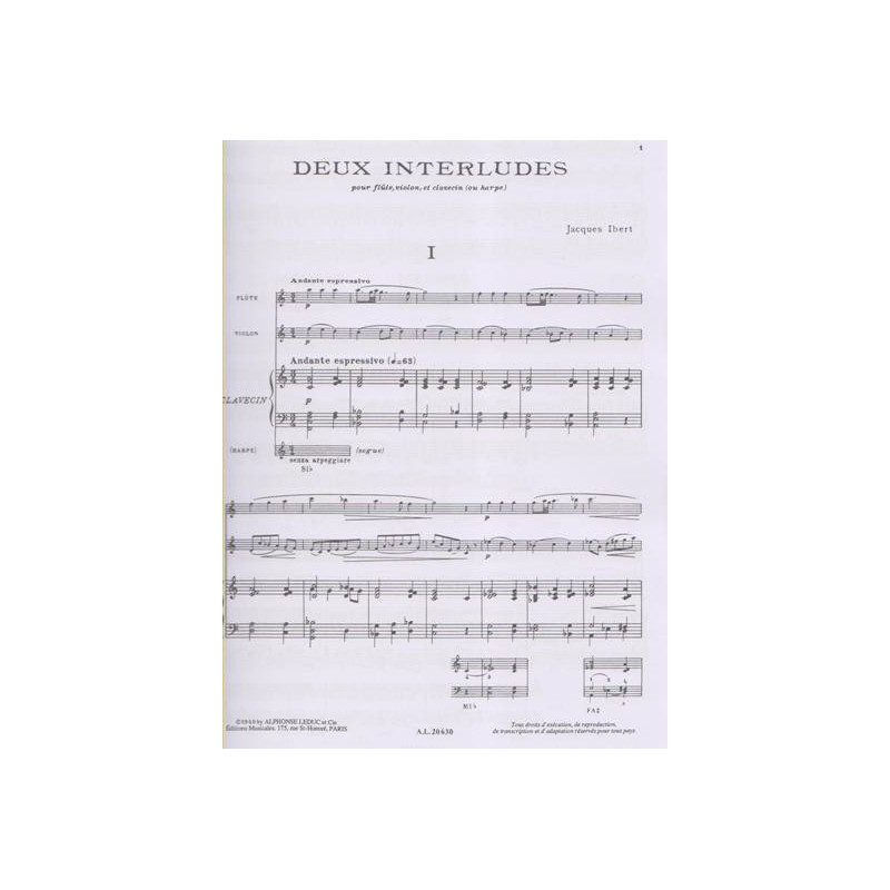 Ibert Jacques - 2 interludes (fl