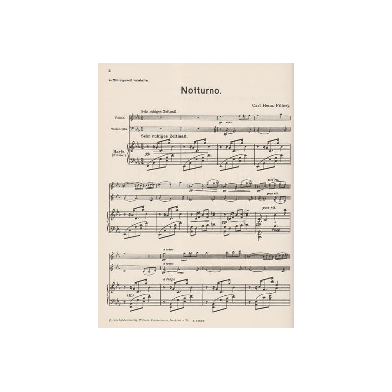 Pillney Carl Hermann - Notturno op.14, 1 (violon, violoncelle & harpe)