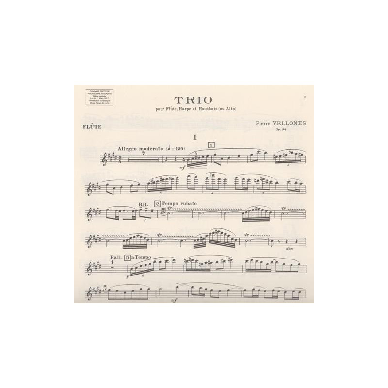 Vellones Pierre - Trio (parties fl