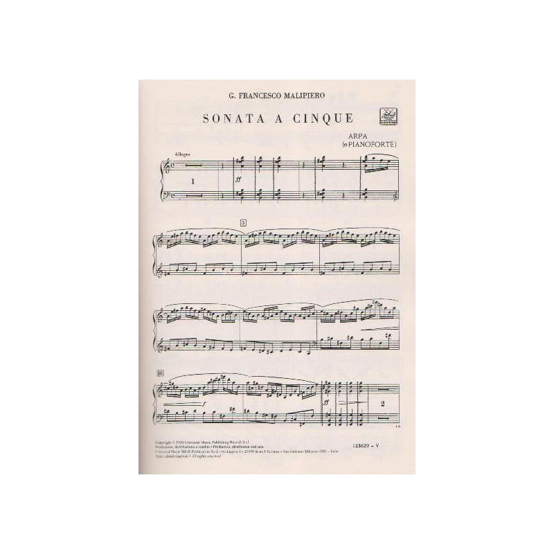 Malipiero Gian Francesco - Sonata a cinque (parties)(alto, fl