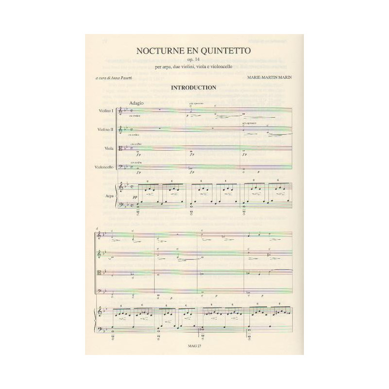 Marin Marie-Martin - Nocturne en quintette op.14, conducteur (quatuor & harpe)