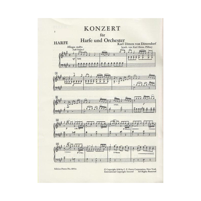Dittersdorf Karl Diters von - Concerto (partie harpe)