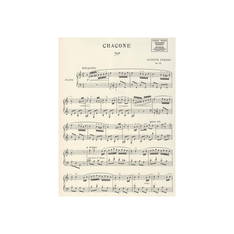 Durand Auguste - Chacone Op. 62