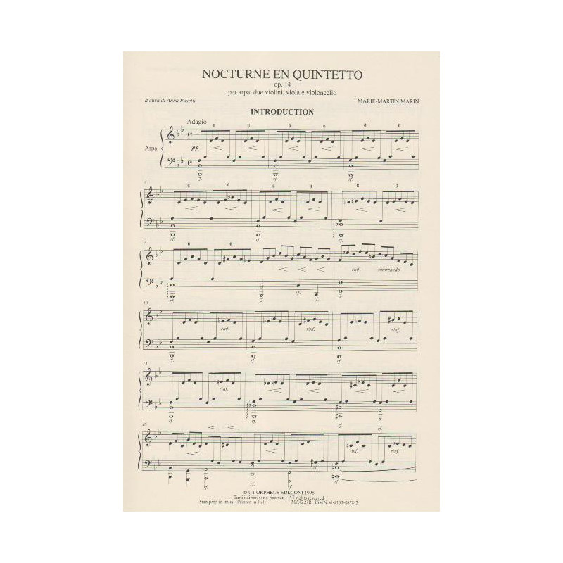 Marin Marie-Martin - Nocturne en quintette op.14, parties (quatuor & harpe)