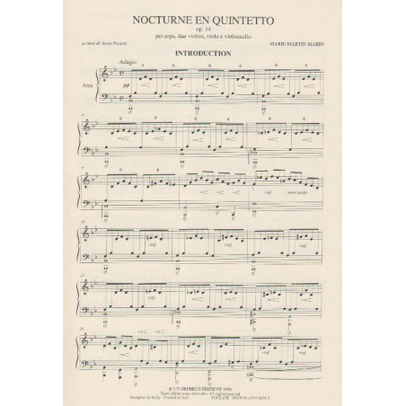 Marin Marie-Martin - Nocturne en quintette op.14, parties (quatuor & harpe)