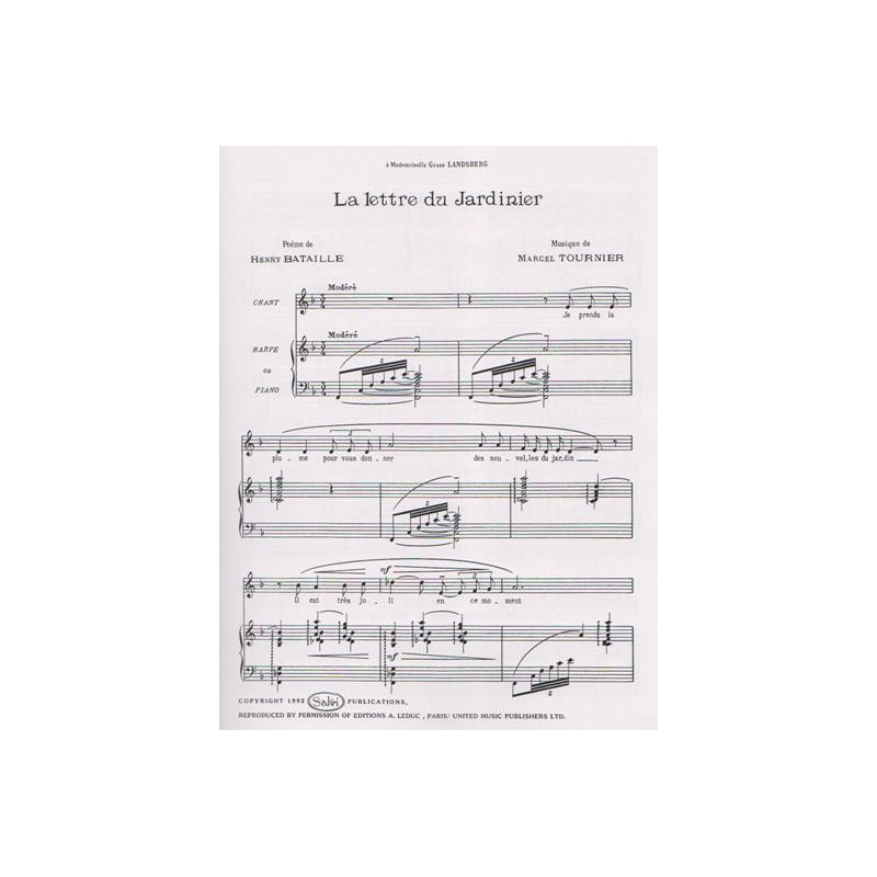 Tournier Marcel - La lettre du jardinier (chant & harpe)