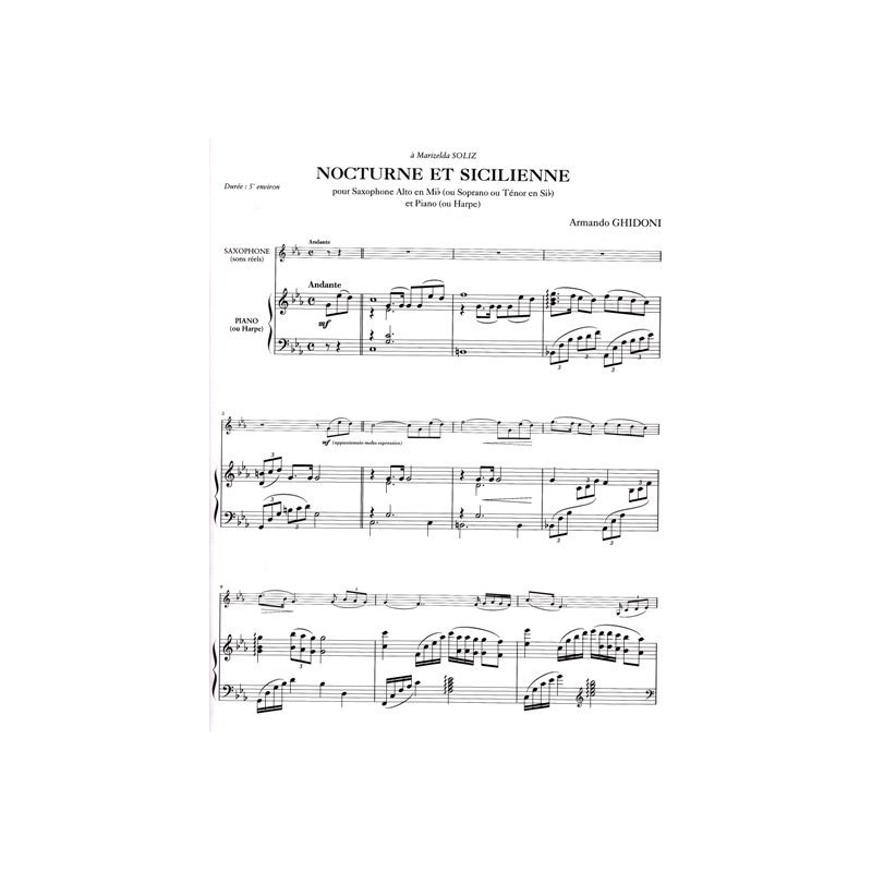 Ghidoni Armando - Nocturne et Sicilienne (Saxophone & harpe ou piano)