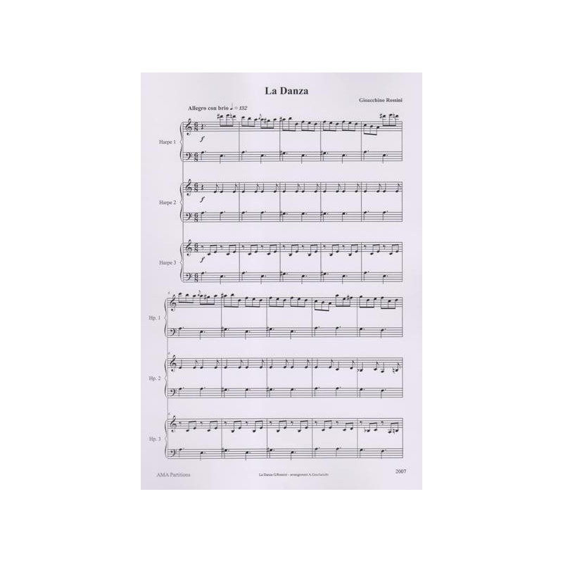 Rossini Gioacchino - La danza, Tarentelle Napolitaine (3 harpes)