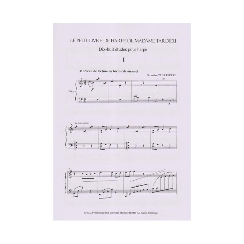 Tailleferre Germaine - Le petit livre de harpe de Madame Tardieu