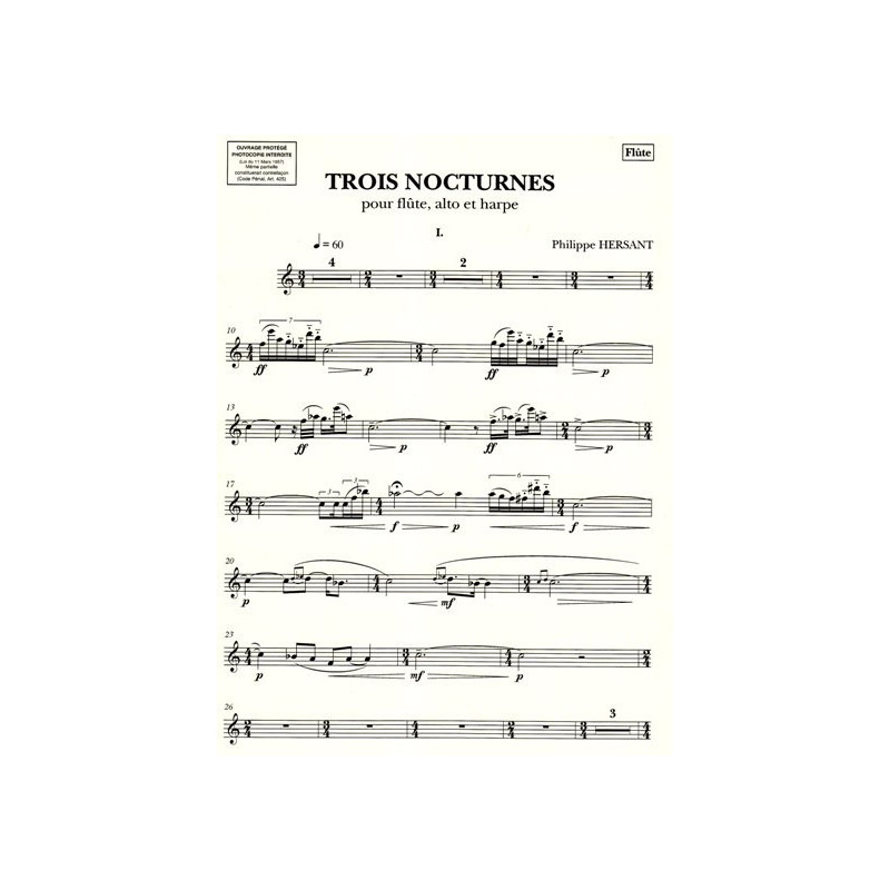 Hersant Philippe - 3 nocturnes (fl