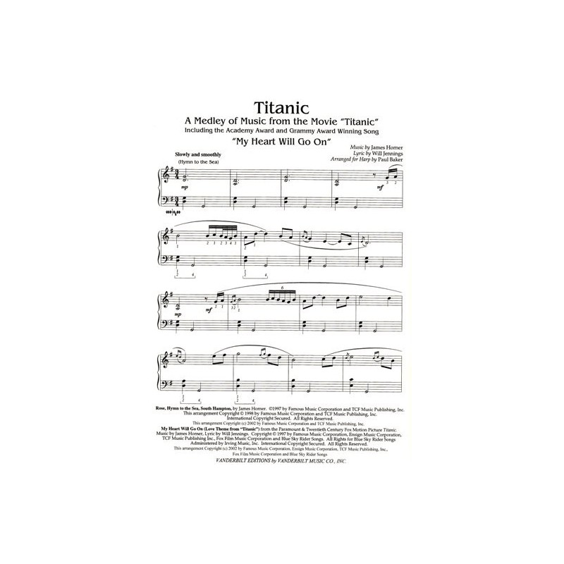 Horner James - Titanic <br> Arranged for Harp by Paul Baker