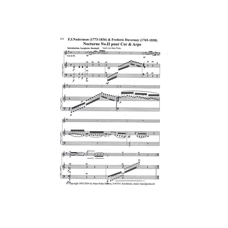 Naderman F. J. et Duvernoy F. - Nocturno II pour cor et harpe