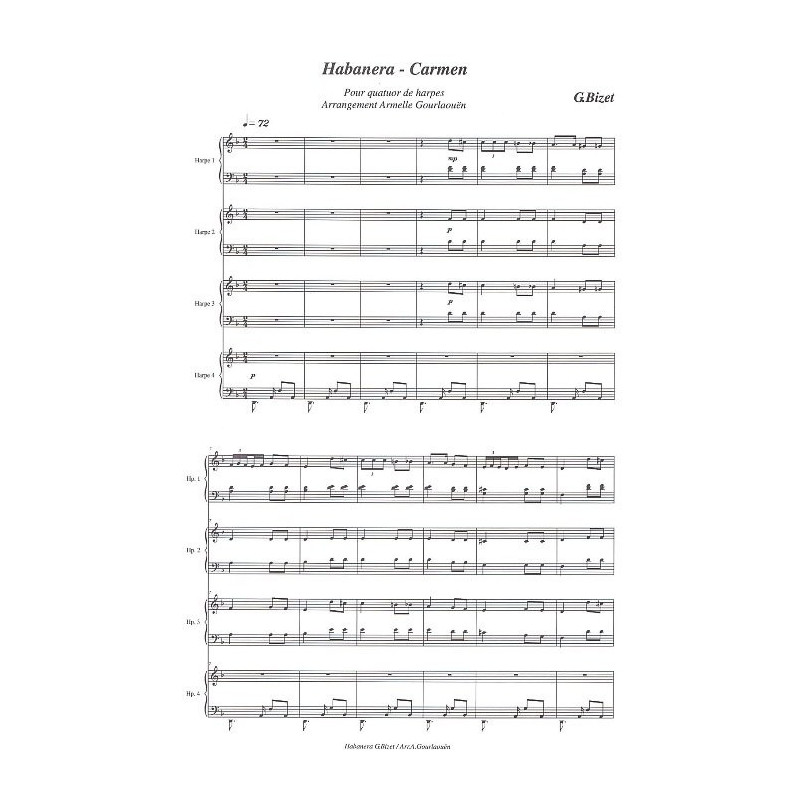 Bizet Georges - Habanera de Carmen (4 harpes) (Gourlaou
