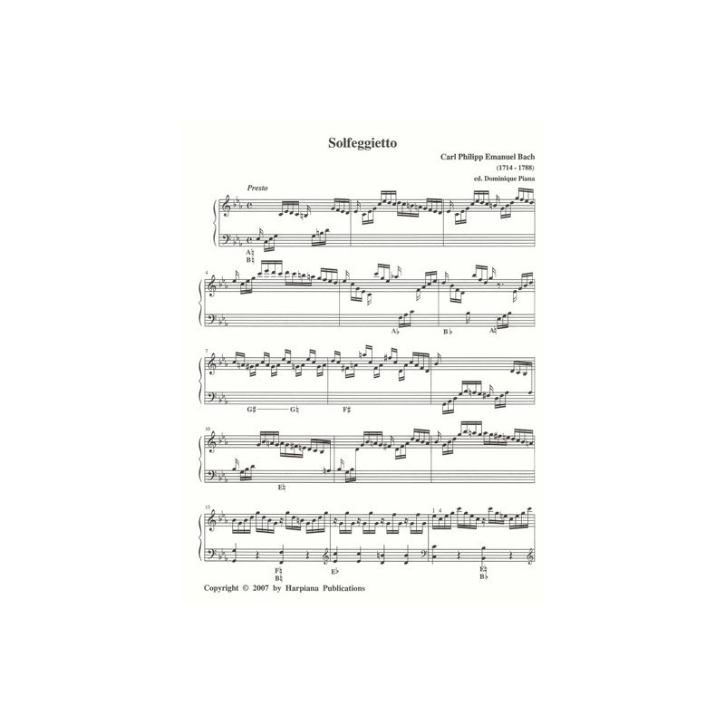 Bach Carl Philipp Emanuel - Piana Dominique - Solfeggietto