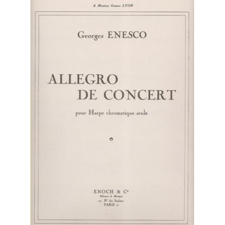 Enesco Georges - Allegro de Concert pour harpe chromatique seule