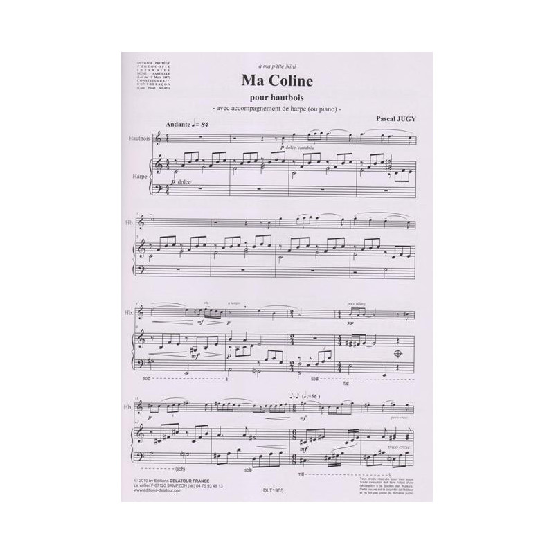 Jugy Pascal - Ma Coline (hautbois & harpe)