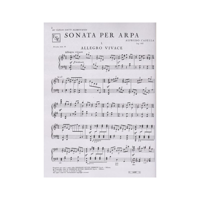 Casella Alfred - Sonata per arpa - Sonate pour harpe