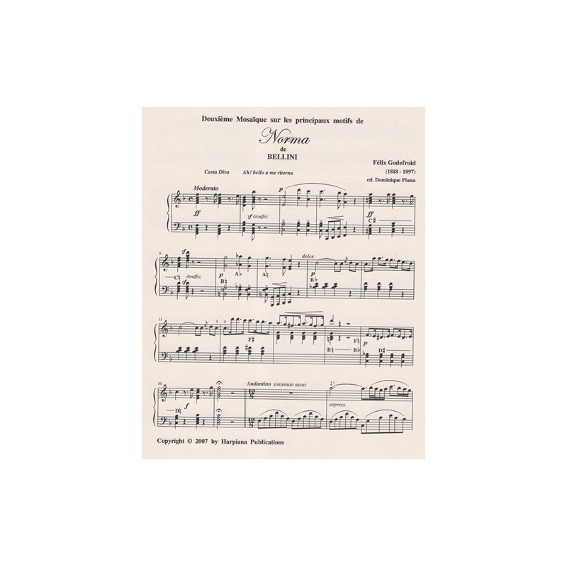 Godefroid Felix - 2 Mosaïques (Vol. 2) pour la harpe sur Norma de Bellini