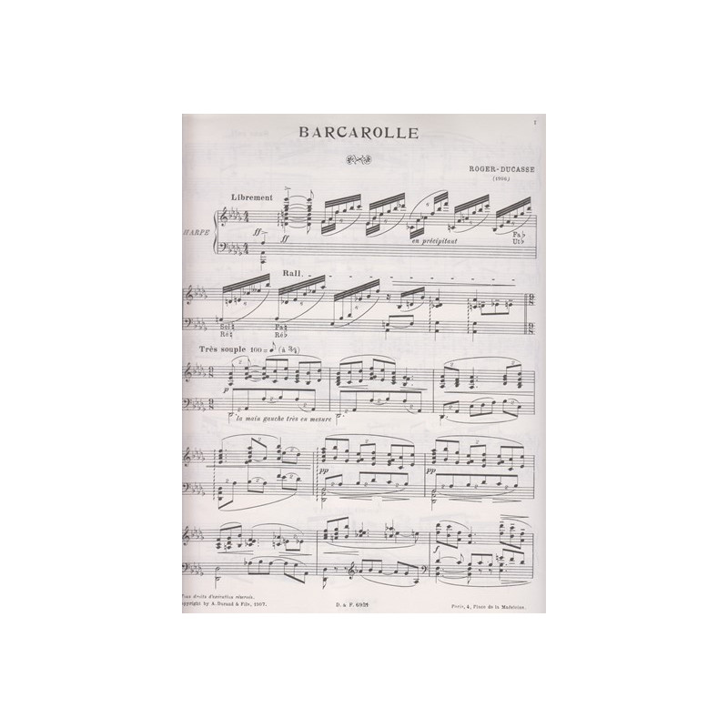 Ducasse Roger - Barcarolle (à Monsieur A. Hasselmans)