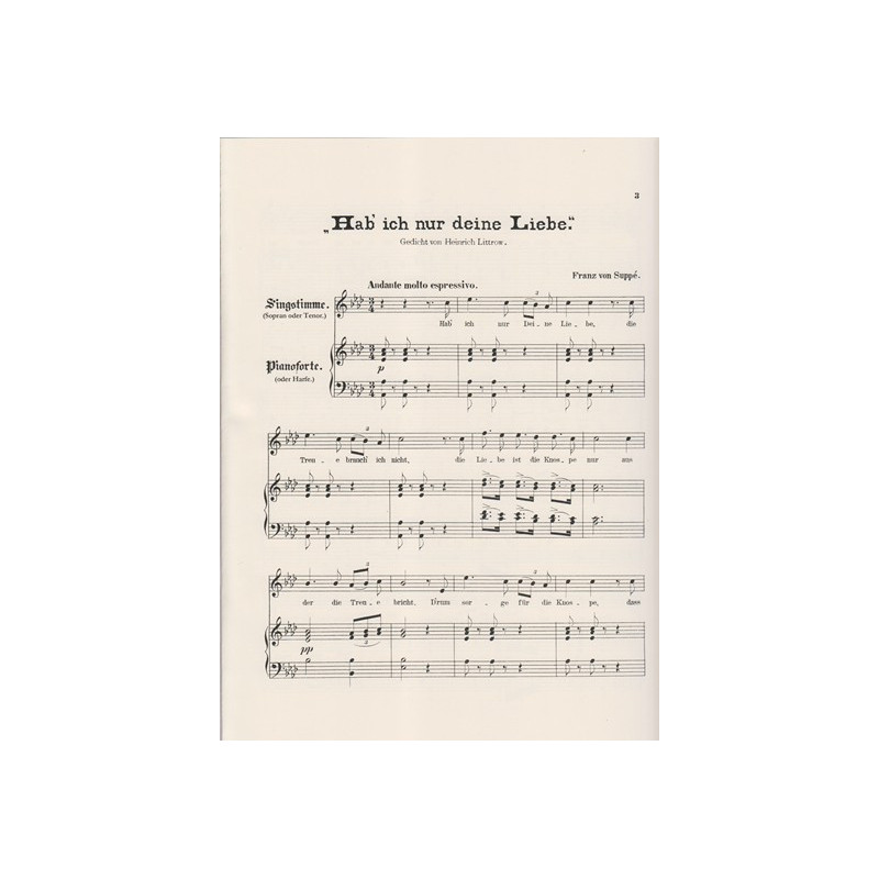 Suppé Franz von - Lied : Hab ich nur deine liebe (voice and harp)