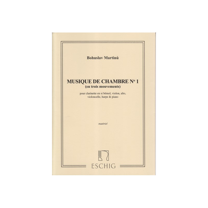 Martinu Bohuslav - Musique de chambre n°1, parties (alto, clarinette, piano, violon, violoncelle & harpe)