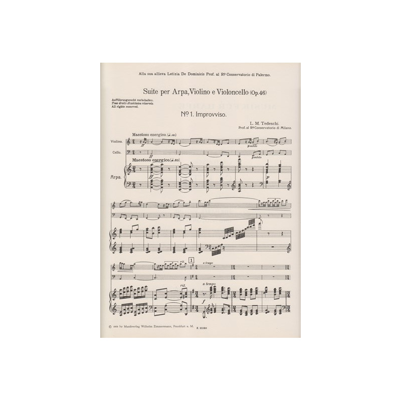 Tedeschi Luigi Maurizio - Suite op.46 (violon, violoncelle & harpe)