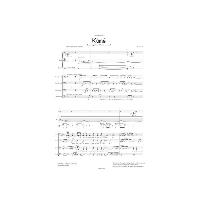 Plé Bertrand - Kúmá (pour harpe et quatuor de contrebasses)
