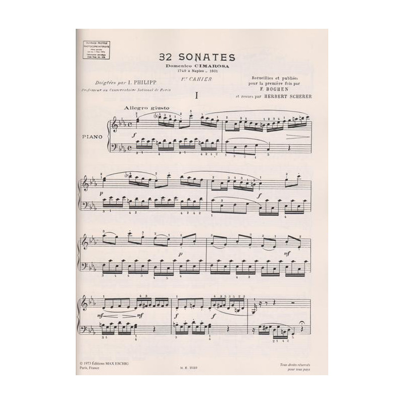 Cimarosa Domenico - 32 sonates, en 3 livres (1