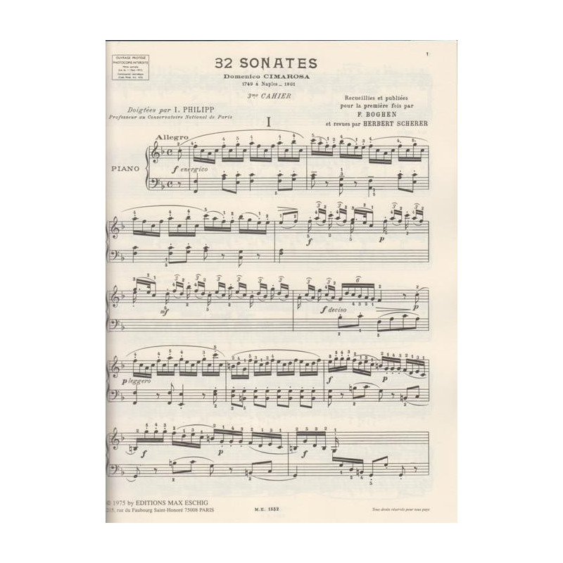 Cimarosa Domenico - 32 sonates, en 3 livres (3