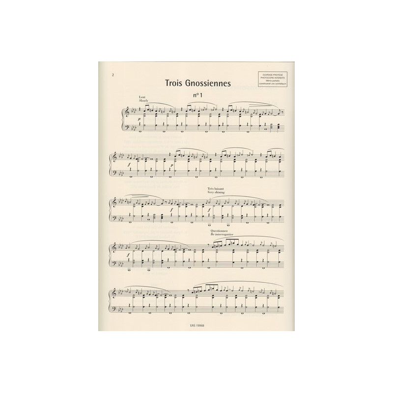 Satie Eric - 7 Gnossiennes (recueil pour piano)