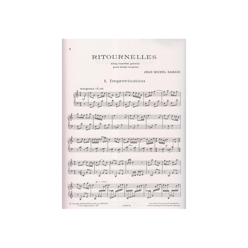 Damase Jean-Michel - Ritournelles (5 courtes pi