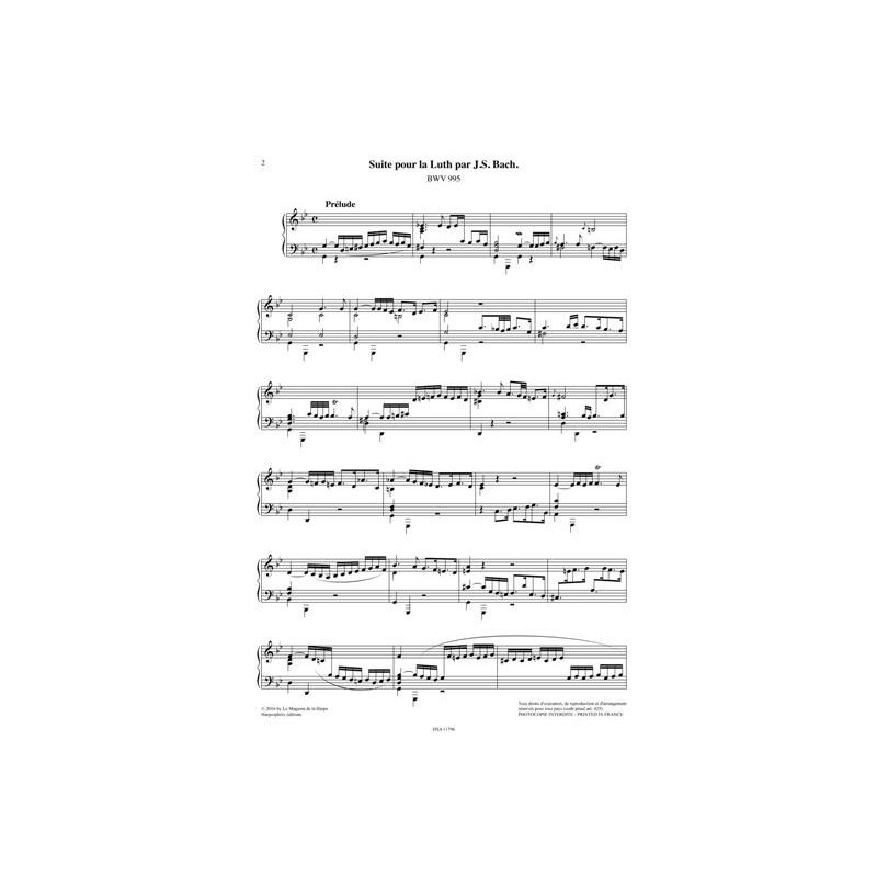 Bach Johann Sebastian - L'œuvre pour luth adaptée pour la harpe par Sylvain Blassel
