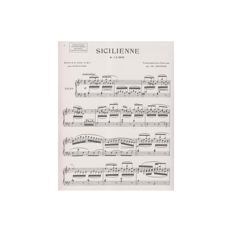 Bach Johann Sebastian - Sicilienne BWV 1031 (piano)
